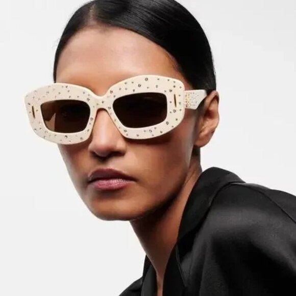 Loewe Women Sunglasses Crystal White Brown Rectangle LW4114IS 25E NEW AUTHENTIC - Picture 10 of 11